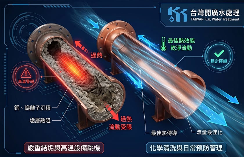 熱交換器嚴重結垢導致設備跳機？從台中某化學廠案例，看循環水「預防性管理」的重要性